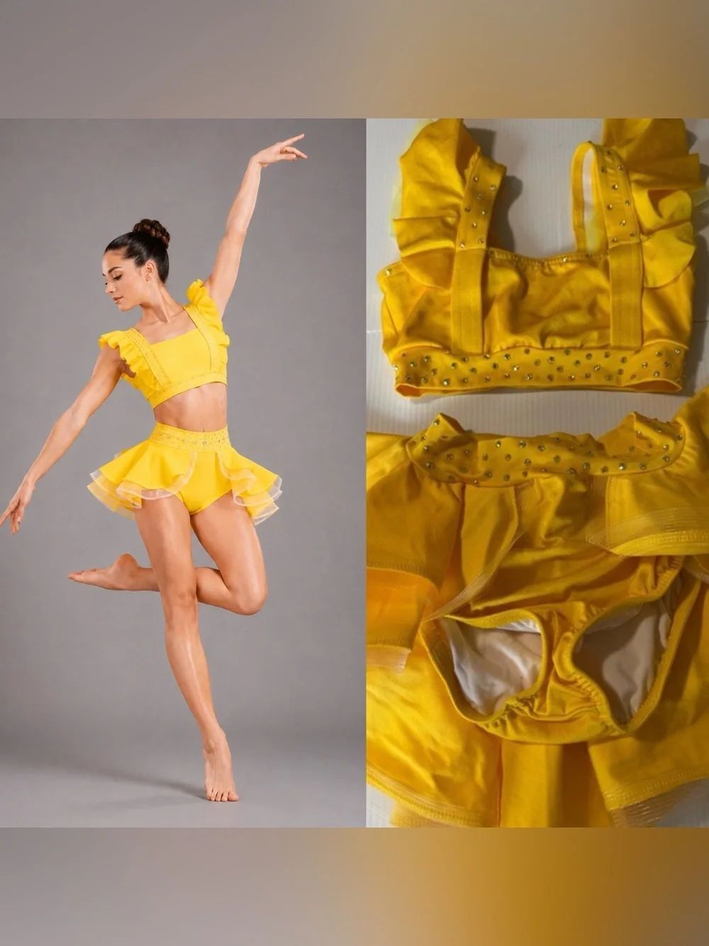 Kelle solo dance costume yellow 2 piece jazz contemporary 4499 2942 MC child